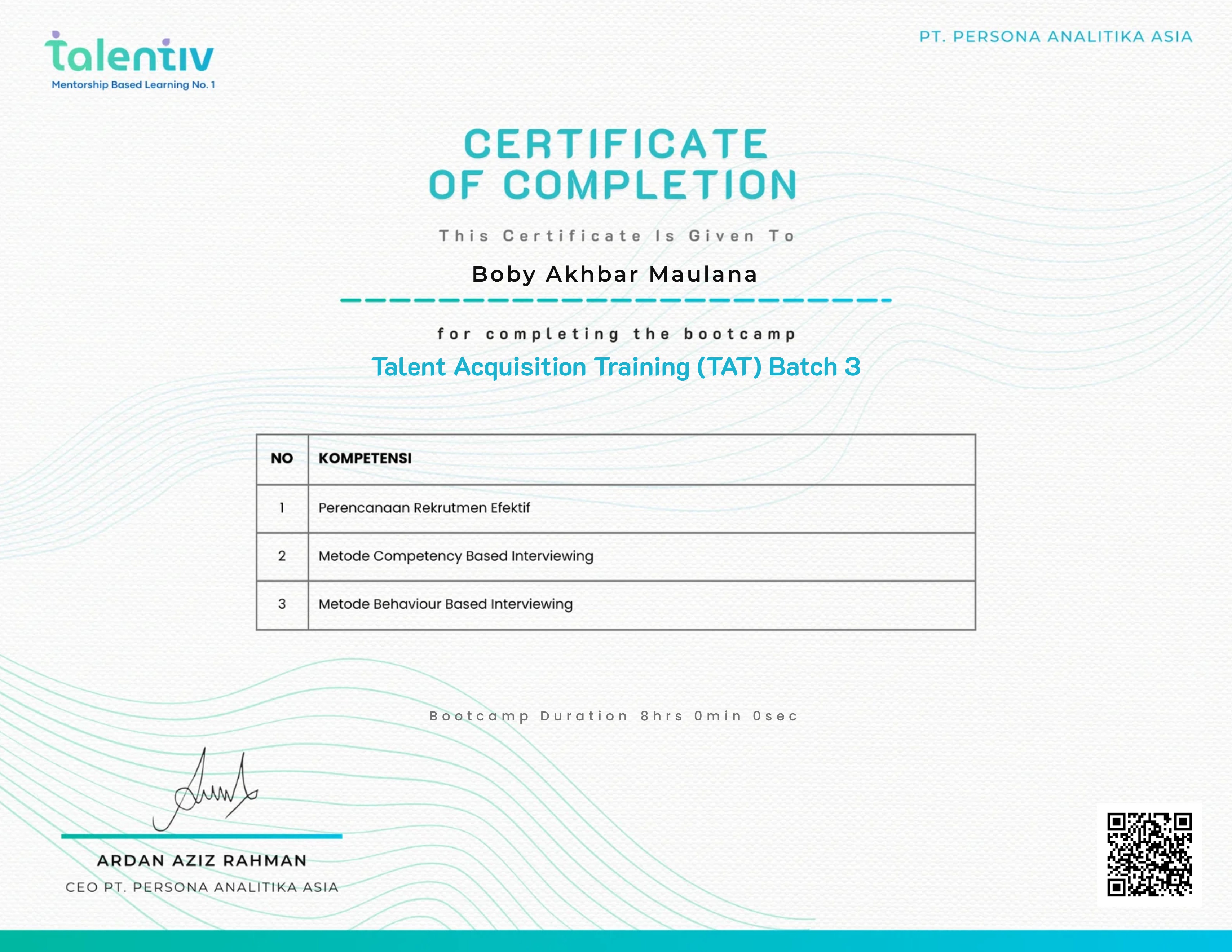 Talent Acquisition Training (TAT) Batch 3