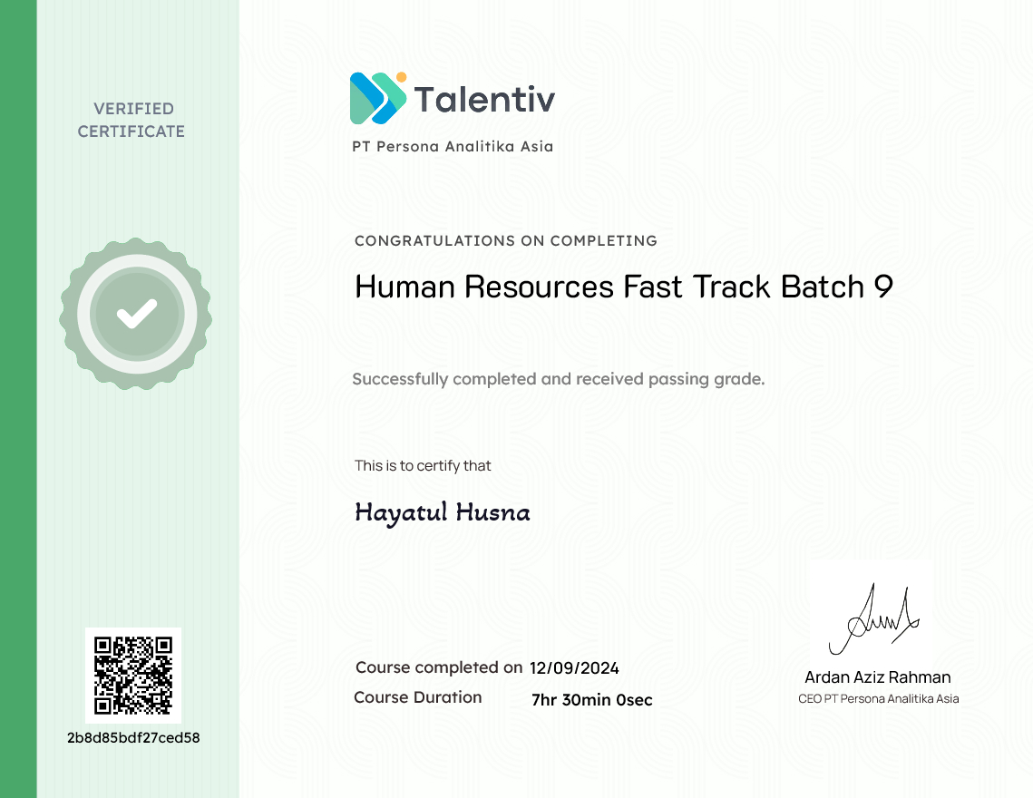 Human Resources Fast Track Batch 9