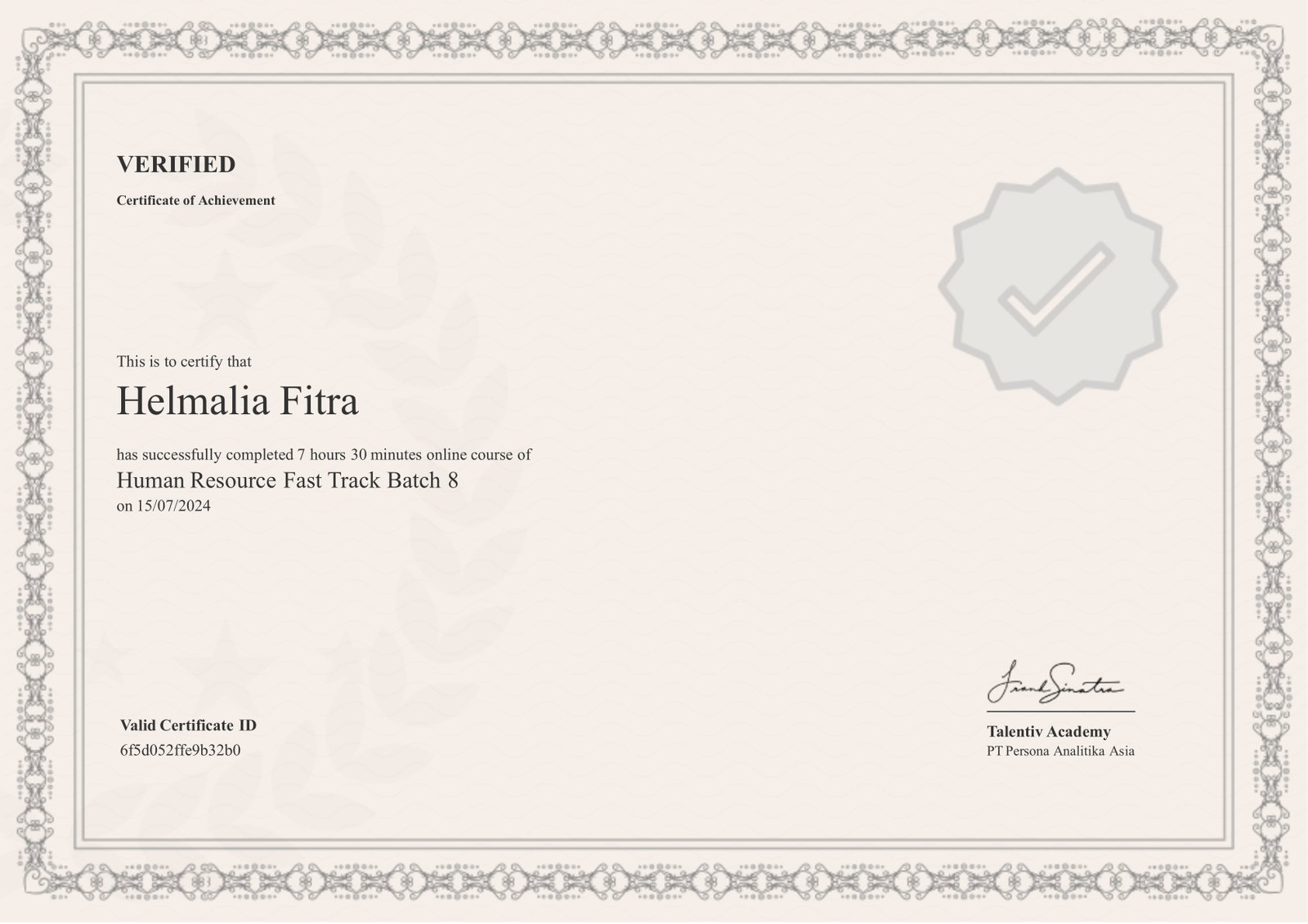 Human Resource Fast Track Batch 8