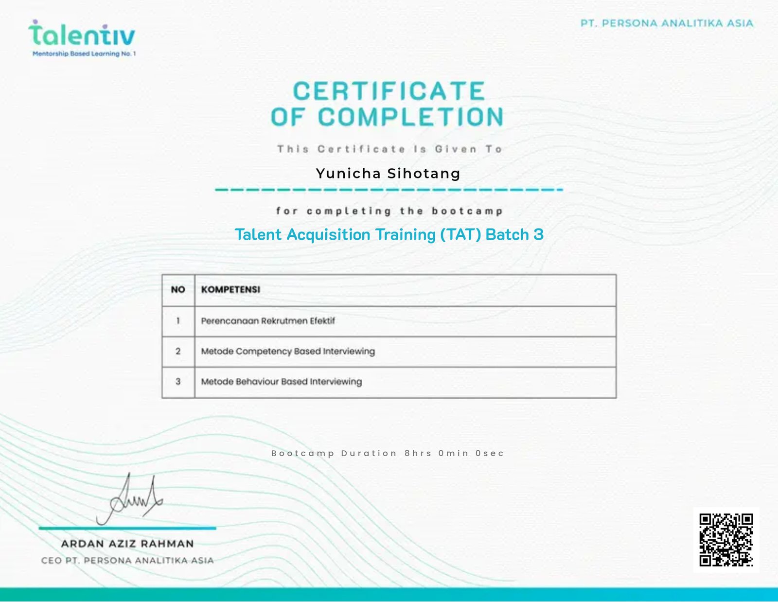 Talent Acquisition Training (TAT) Batch 3