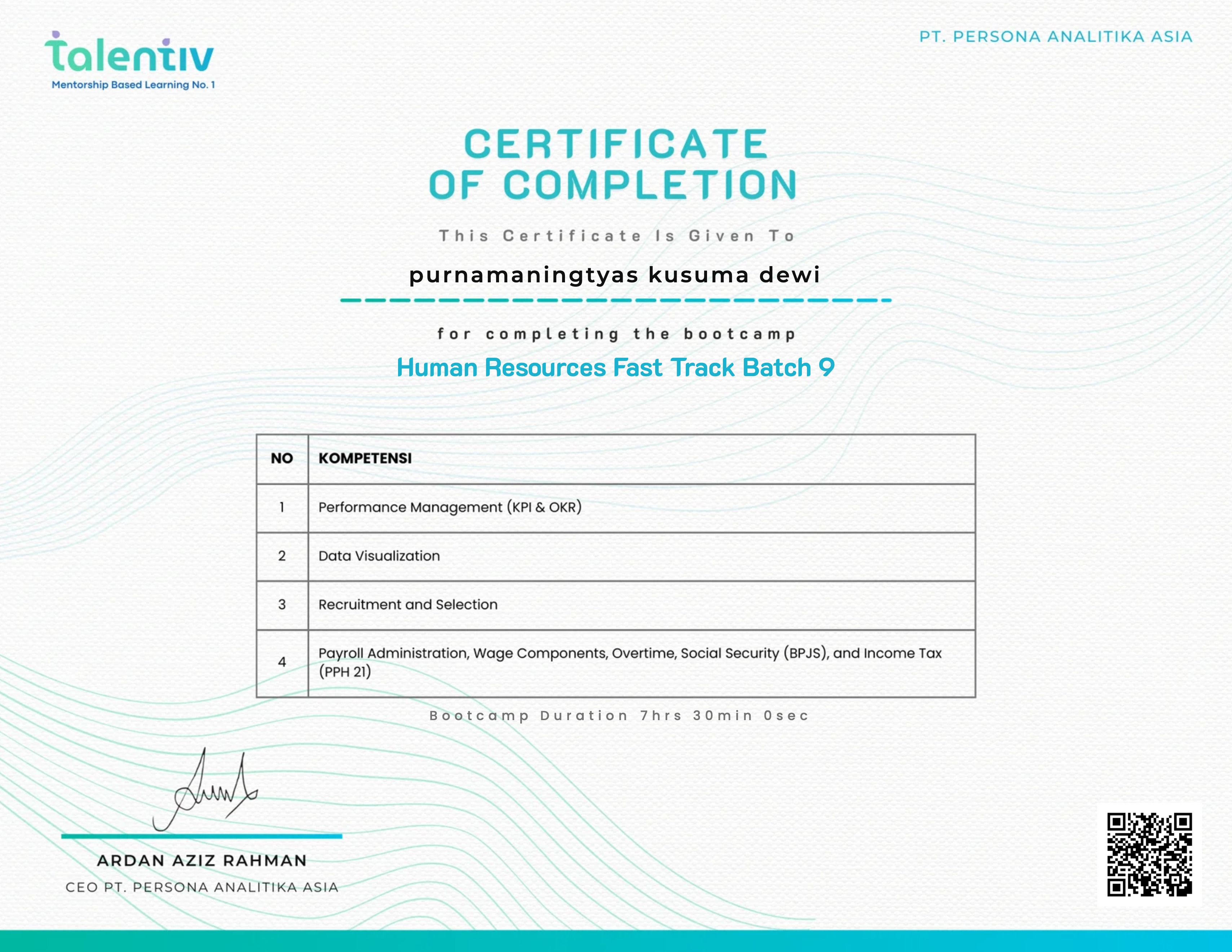 Human Resources Fast Track Batch 9