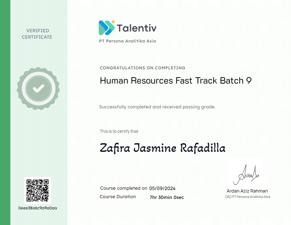 Human Resources Fast Track Batch 9