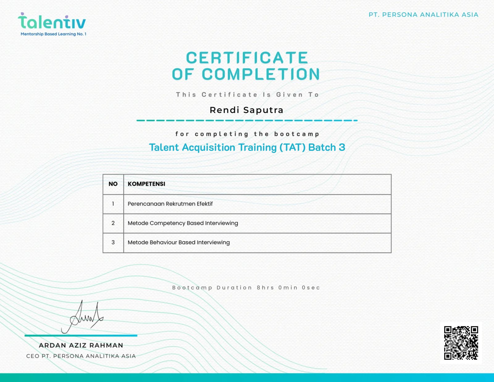 Talent Acquisition Training (TAT) Batch 3