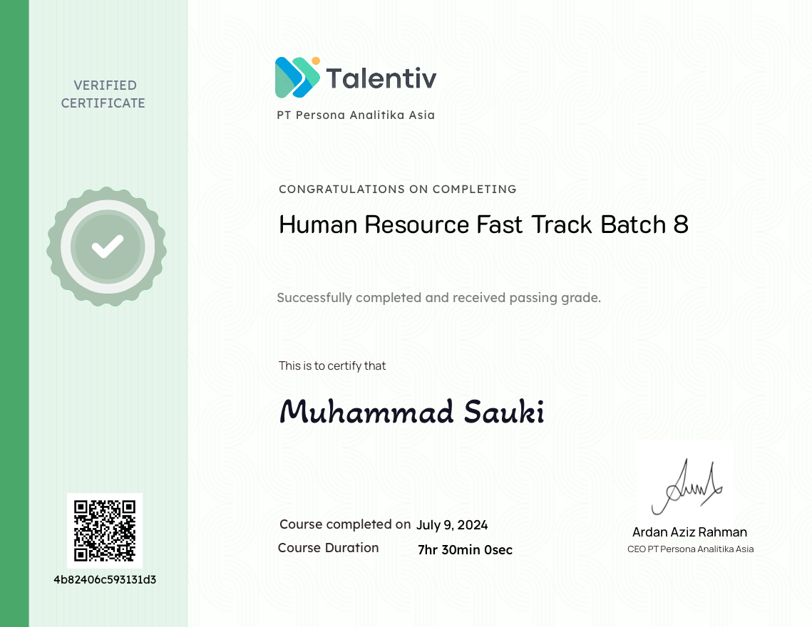 Human Resource Fast Track Batch 8