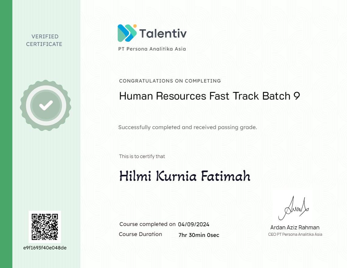 Human Resources Fast Track Batch 9