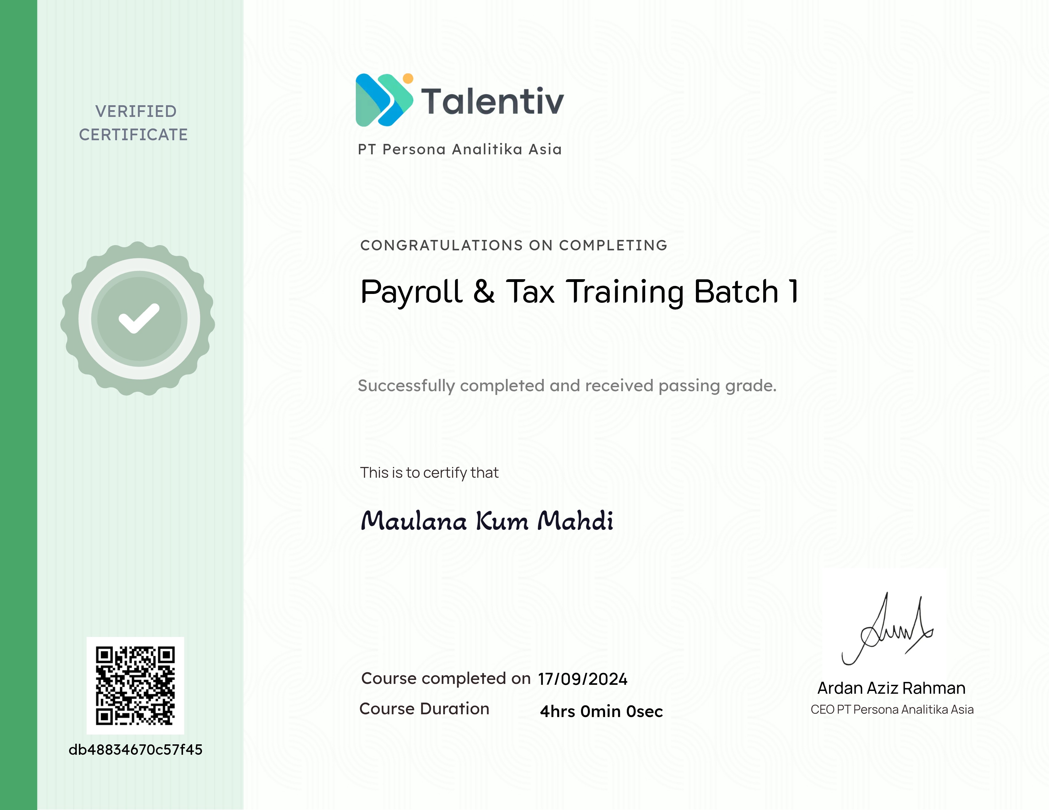 Payroll & Tax Training Batch 1